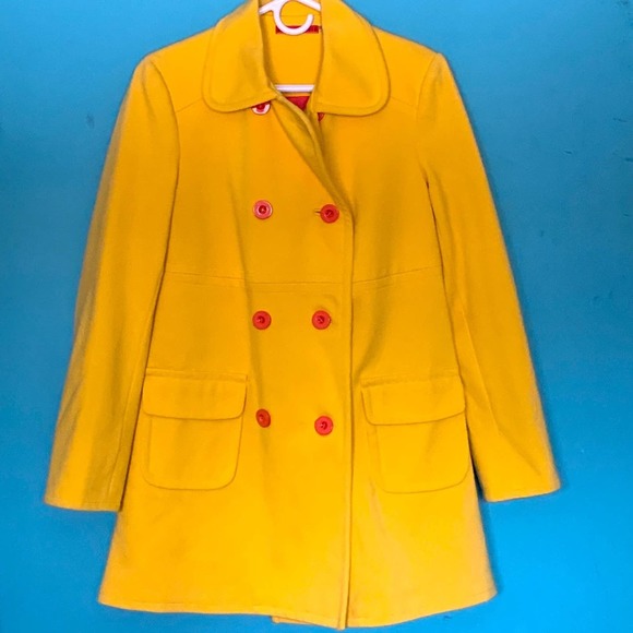 Alice + Olivia Jackets & Blazers - Alice + Olivia Bright Yellow Pea Coat Trench Double Breasted Coat Medium